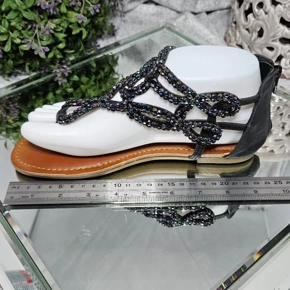 Justice Black Sequin Sandals - Picture 10 of 11